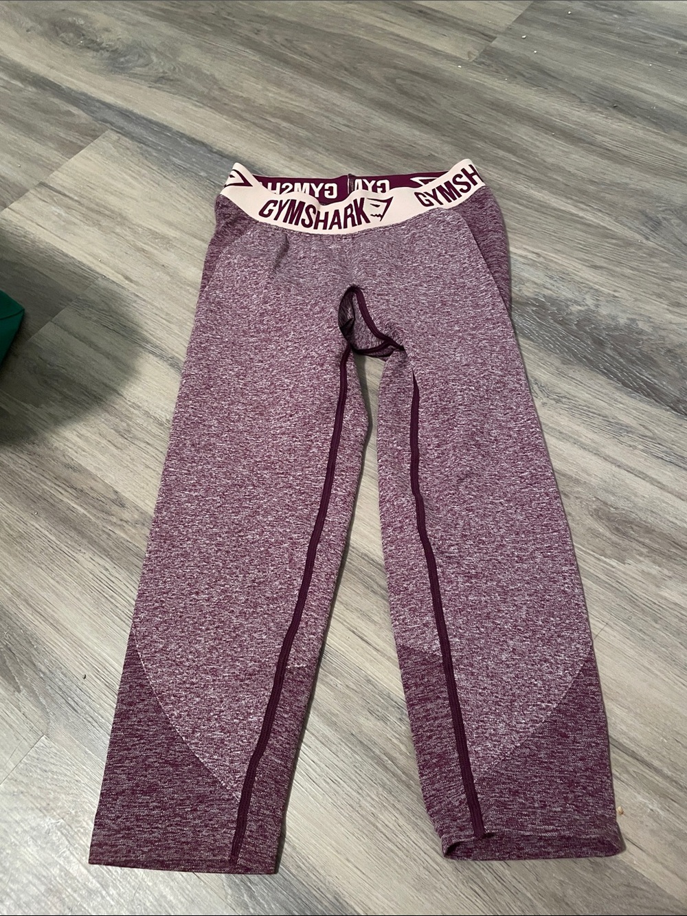 Gymshark Girls' Heathered Mauve Seamless Leggings with Contrast Waistband